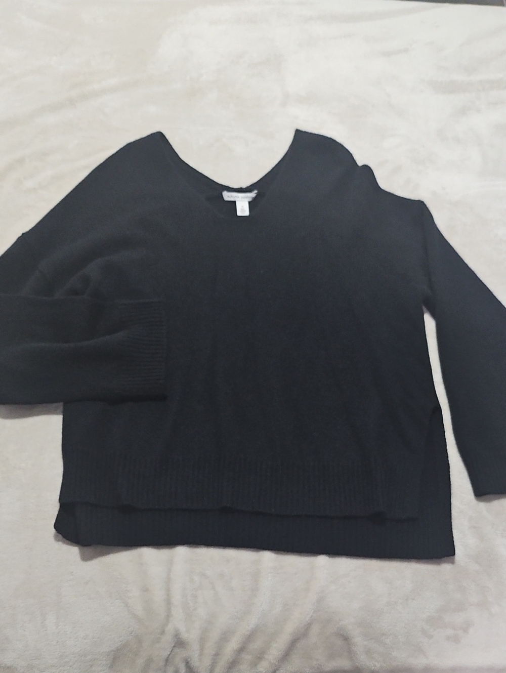 Black V-Neck Women's Sweater - Lightweight Knit
